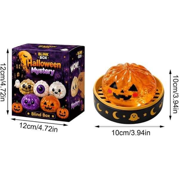2026 Halloween Ghost Steamed Bun Squeeze Toy, Stress Relief Bun med Steamer Box (Sensorisk Leksaksgåva)