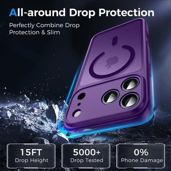 Klar telefoncover til iPhone 17 Pro Max, MagSafe-kompatibel, magnetisk, lilla iPhone 17 Pro Max Voilet