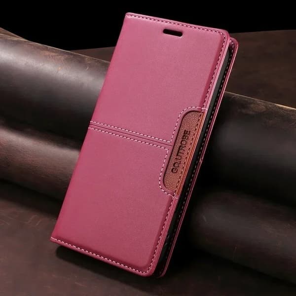 Plånboksfodral i läder för iPhone 12 Pro, magnetiskt, rött Red For iPhone 12 12Pro