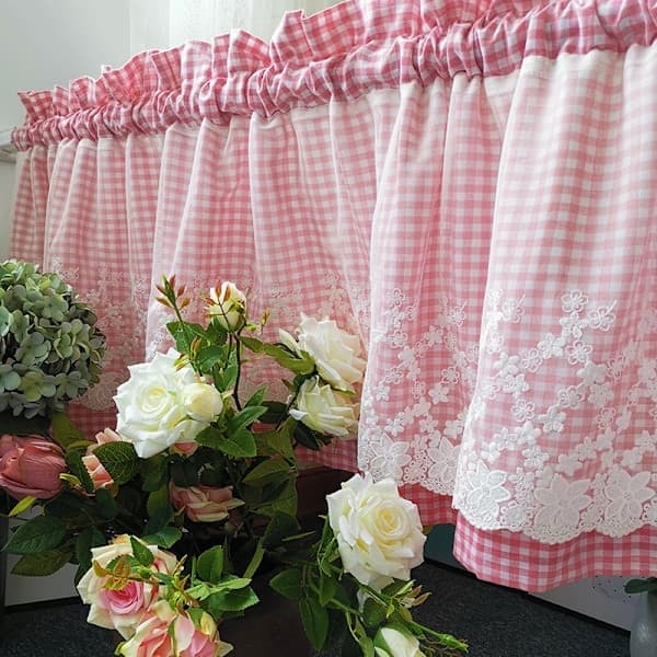 Gardiner, Rustikke Café Gardiner Vandrette Gardiner, Rose, Størrelse 150*45cm Rose 150*45cm