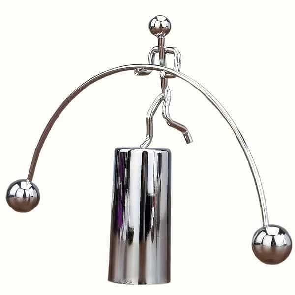 Dynamisk Balansskulptur i Rostfritt Stål, Elegant Metallkonstdekor, Kontorsbord/hem, Ingen Ström Krävs 【silverfärgad】
