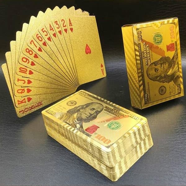 Spillekort, kortstokk med 24K gullbelegg, USD