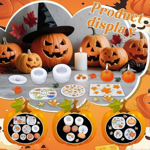 8 stk. silikoneforme til græskar, efterårslønnebladsforme, silikoneforme til harpiks, til efterår/Halloween/Thanksgiving/DIY-håndværk, 2 sæt 2set