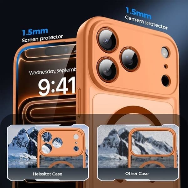 Klar telefoncover til iPhone 17 Pro, MagSafe-kompatibel, magnetisk, orange iPhone 17 Pro Orange