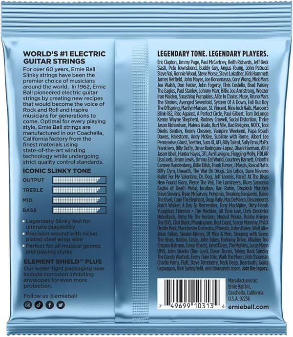 Ernie Ball Primo Slinky nickelpläterad elgitarrsträng, specifikationer 9.5-44 (P02212) Primo (9.5-44)