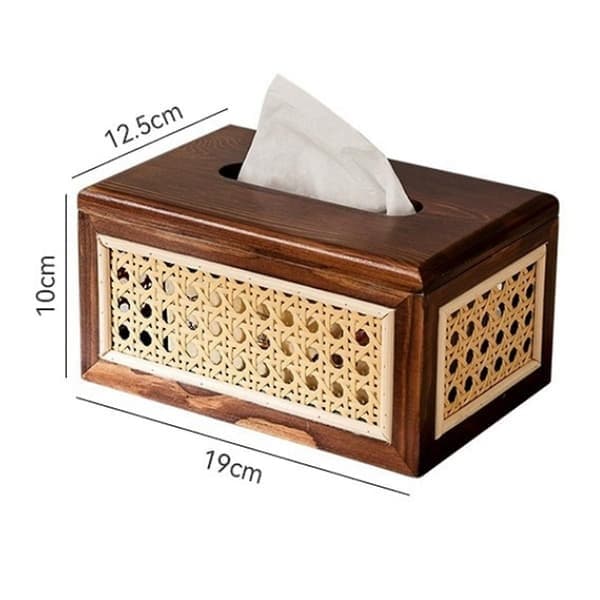 Solid Tre Rattan Tissueske Rattan Boks Hjem Soverom Stue Salongbord Papir