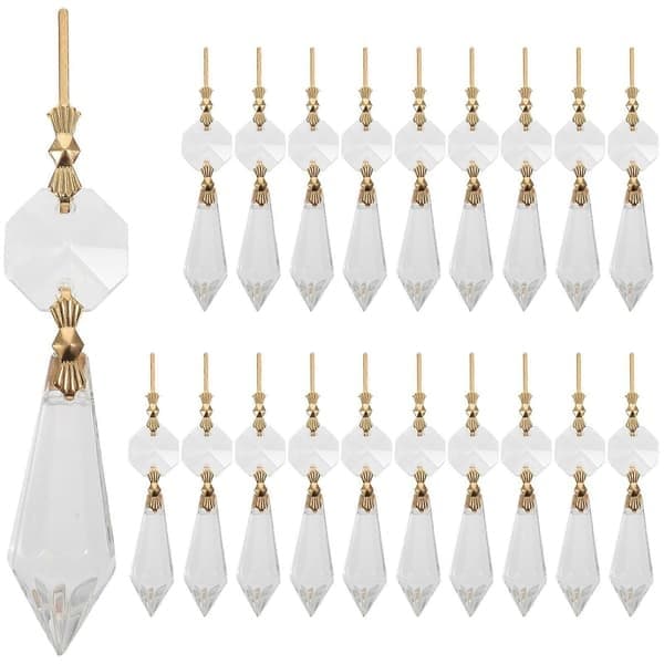 20 stk. klare krystalllysekroner, istapper, prismer, lysestake, reservedeler