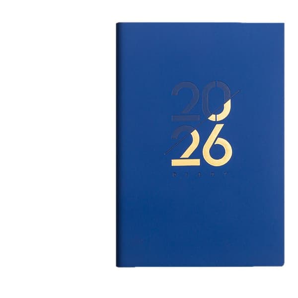 A5-planlegger, 2026-kalender, engelsk planlegger, 156 sider, én side per dag, gullfolieomslag (kongeblå) kongeblå Royal Blue
