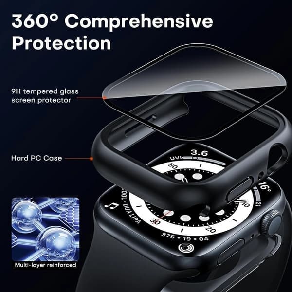 Kellon suojakuori näytönsuojalla Apple Watch 41mm (Series 7, 8, 9), 2 kpl, punainen 2 Red 41MM(Series7 8 9)