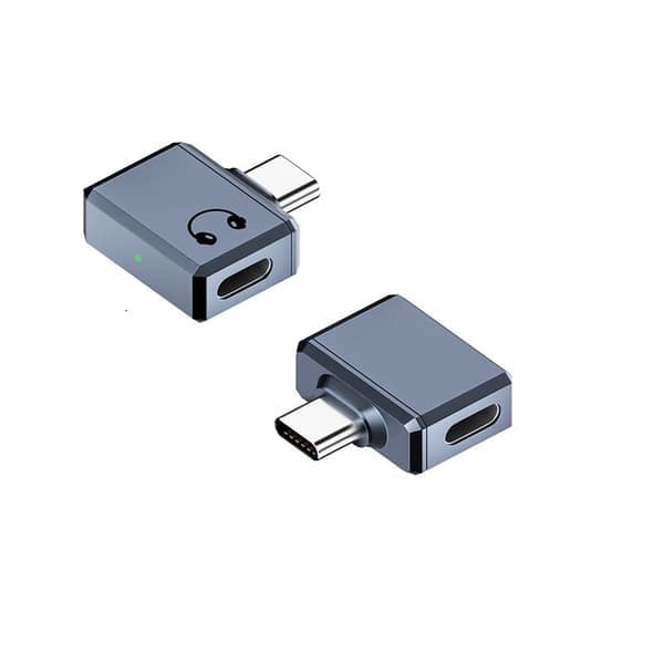 Lightning hun til USB-C han sidebøjet adapter til hovedtelefoner, opkald, musik og HiFi-lydunderstøttelse hvid, grå Grey