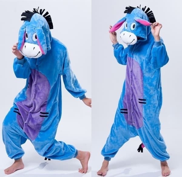 Fancy Cosplay Kostym Onesie Pyjamas Vuxen Nattkläder Åsna V, S S