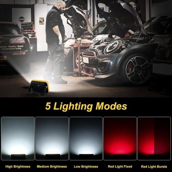 Oppladbar LED-spotlight, T-SUNUS Bærbar USB 4000mAh LED-arbeidslampe med 5 moduser for camping