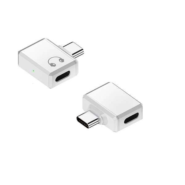 Lightning hun til USB-C han sidebøjet adapter til hovedtelefoner, opkald, musik og HiFi-lydunderstøttelse hvid, grå Grey