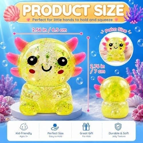 Glitter Axolotl Squishy Leksak, Squishy Leksaker, Långsamt Återgående Squishy, Gul Yellow