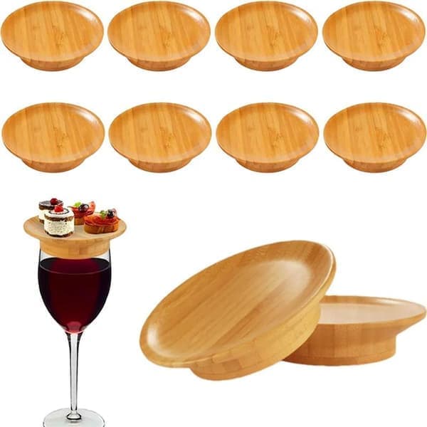 10-pack vinglas charcuteriebrickor, vinglaslock, vinglas charcuteriebrickor, trä, aptitretare, desserttallrikar för desserter