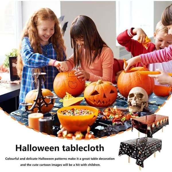 Sett med 4 skumle engangsduker til Halloween, skummel gresskar Halloween-duk, vanntett duk