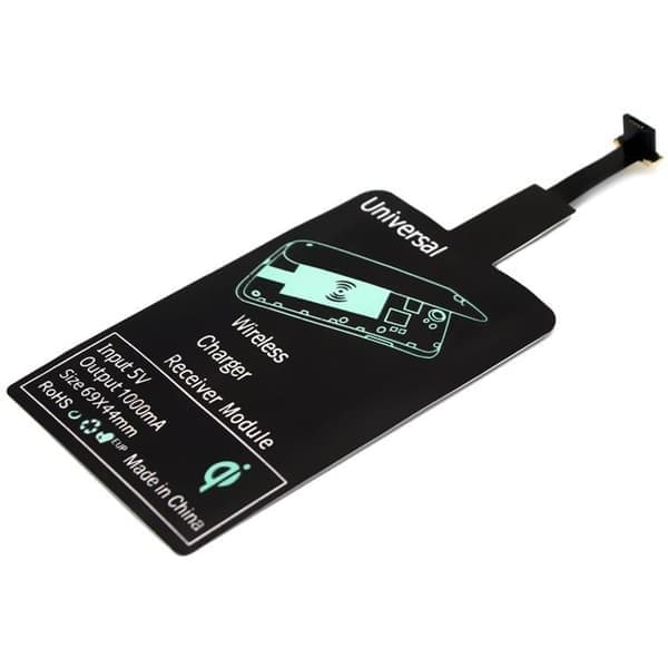 Qi-adapteri, langaton vastaanotin lataamiseen Micro-USB:llä, musta