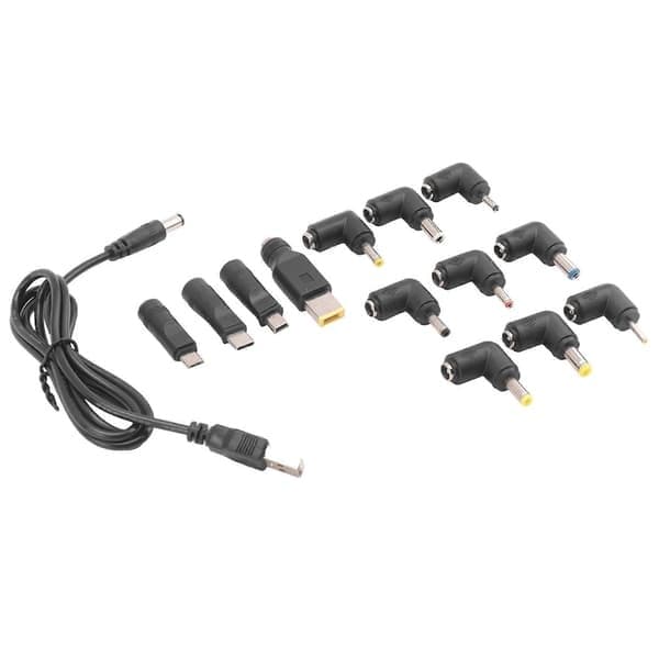 USB til DC strømkabel Universal USB til DC ladekabel Strømkabel med 13 utskiftbare pluggkontakter Adapter Svart