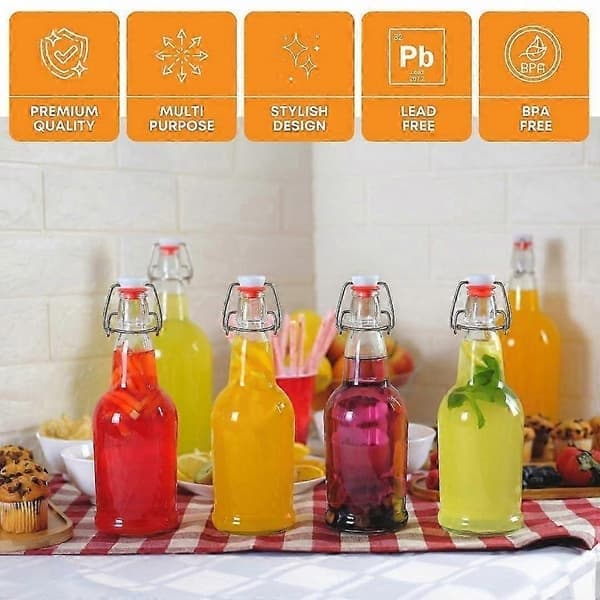 47 Cl Klara Glasflaskor med Patentkork, 12-pack för Hembryggning och Förvaring