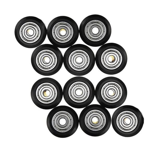 3D-printermodelhjul, POM V-rillehjul, plastmodel, kugleleje, V-leje, passivt hjul