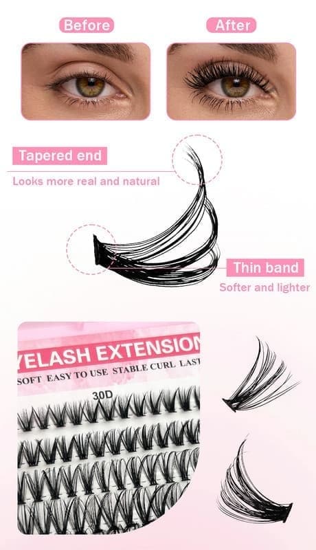 DIY individuella ögonfransar, (30D+40D+50D+60D+80D+100D) （30D+40D+50D+60D+80D+100D）