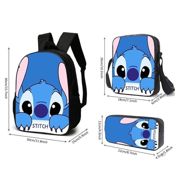 3 delar Lilo Stitch Ryggsäck Barn Skolväska Ryggsäck Axelväskor Pennfodral Set Presenter.x, A A