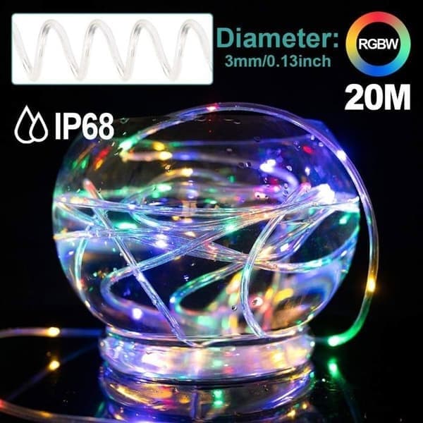 Solar Loop RGBW Ljusslinga, Flerfärgad, 200 LED 22m, IP68 Vattentät