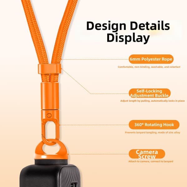 Anti-tap Lanyard for DJI Osmo Pocket 3/4 Camera med skruer grå