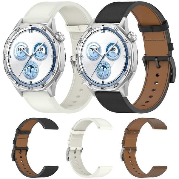 Læderrem kompatibel med Huawei Watch GT 5 46mm, sort Black