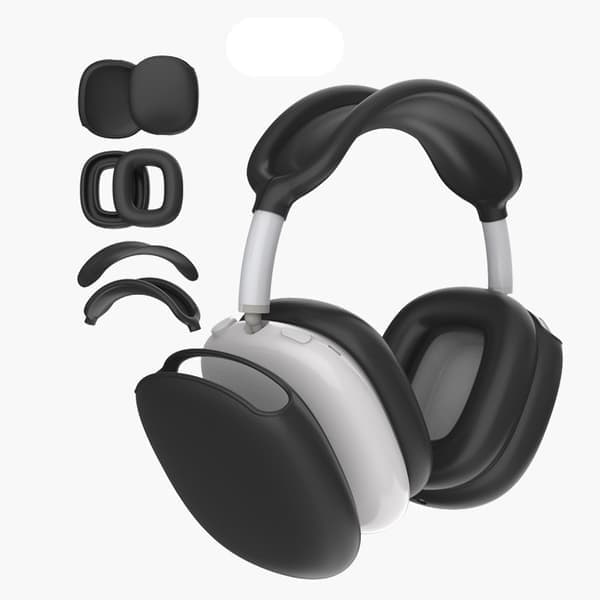 4-delt beskyttende silikoneetui til AirPods Max Hvid, Sort Black