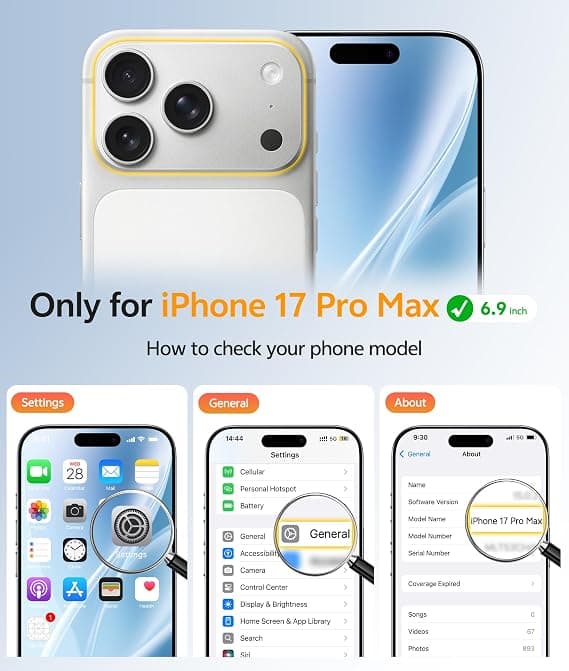 FNTCASE til iPhone 17 Pro Max-deksel med skjermbeskytter, kompatibel med MagSafe, gjennomskinnelig matt, full kamerabeskyttelse, støtsikker White