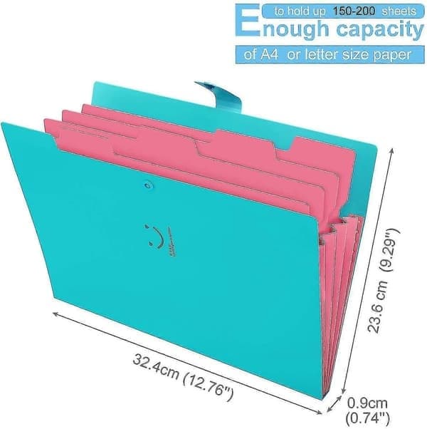5-pack expanderande mappmappar, dragspelsdokumentorganisatör, A4-papper, plastmapp, 5 fickor, expanderbara mappfickor för skolan