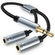 Stereo Audio Jack Adapter, 3,5 mm Stereo Jack Hovedtelefonadapterkabel, Jack Splitter Kompatibel med Hovedtelefoner, Tablet, PC (2 Stk, Grå)