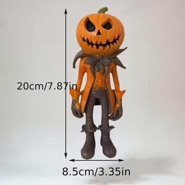 Halloween Gresskarmann-figur, Gresskarhode-statue for Halloween-dekorasjon, Skummel Jack O' Lantern-figur Borddekorasjon