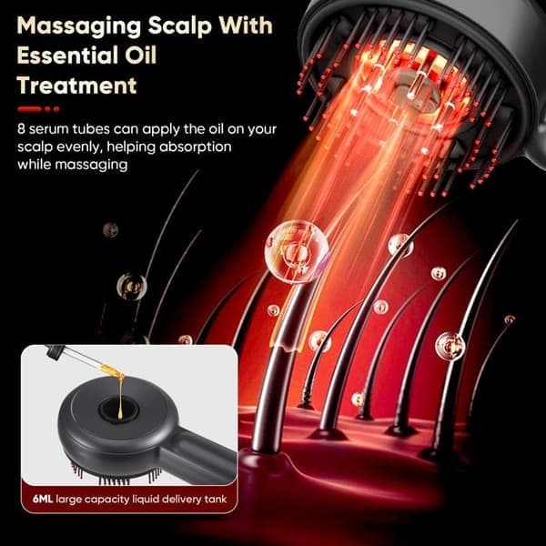 Hårbottenmassageborste, Hårbottenmassager Håroljeapplikator med EMS-mikroström och rött ljus, Enhet