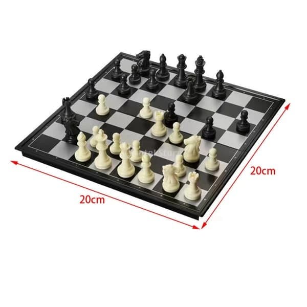 Vikbart schackspel, magnetiskt, 20 x 20 cm