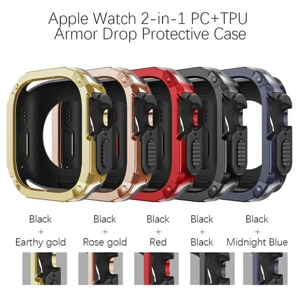 Klokkeetui for Apple Watch 44mm, Gull/Sort GoldBlack 44mm
