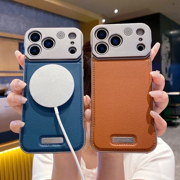 Läderfodral för iPhone 12, MagSafe-kompatibelt, magnetiskt, guld Gold iPhone 12