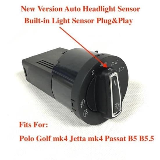 Hovedlysbryter med sensor, integrert automatisk lys, for VW Polo 9N 6R Golf 4 Jetta Mk4 Passat B
