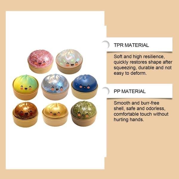 10 cm Jumbo Glitter Regnbue Dumpling Stressavlastende Sensorisk Leketøy med Dampboks, Sakte Stigende Dekompresjonsdumplings, Gradient Grønn gradient green