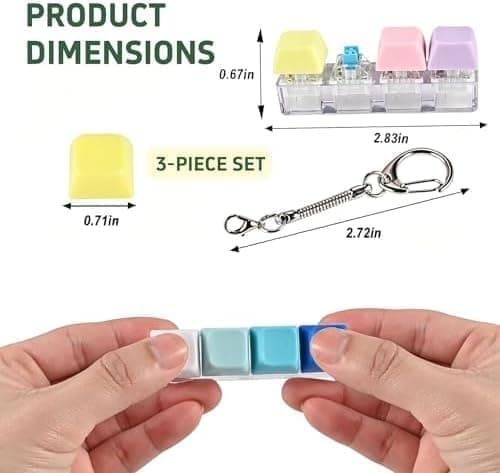 3-pack tangentbords-fidget-nyckelring med LED-lampor, stresslindrande klickleksak perfekt för kontor, studier och presenter, 3 st-b 3pcs-b