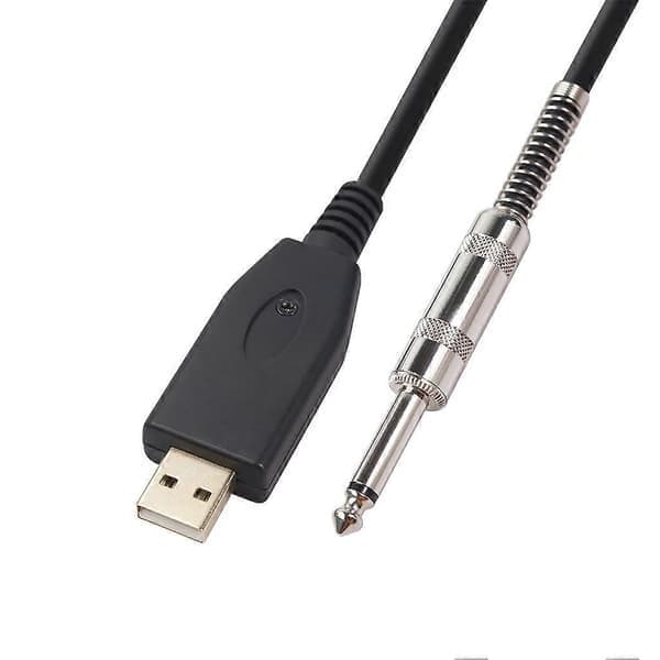 USB-gitarledning USB 2.0-grensesnitt hann til 1/4 tomme TS (6.35) Jack-kontaktkabel elektrisk gitar