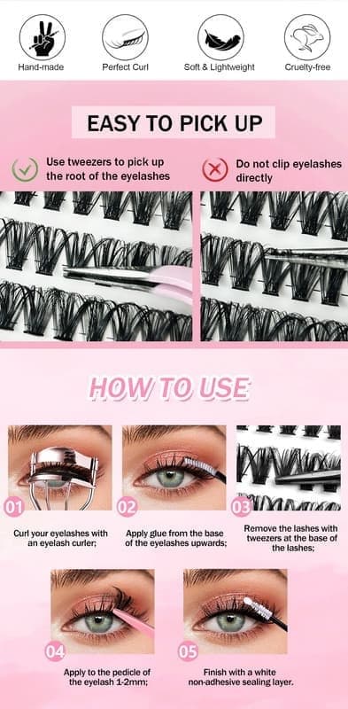 DIY individuella ögonfransar, (30D+40D+50D+60D+80D+100D) （30D+40D+50D+60D+80D+100D）
