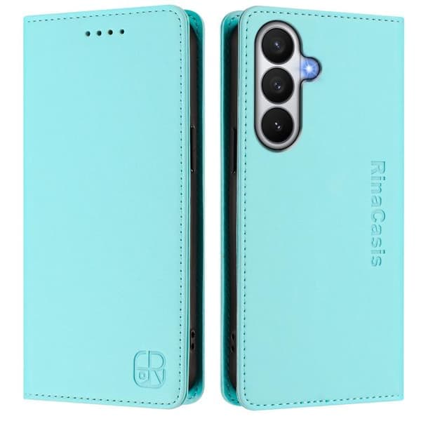 Samsung Galaxy S26 5G Skal med dubbel magnetisk sugfunktion i RFID-läder Mintgrön Mintgrön