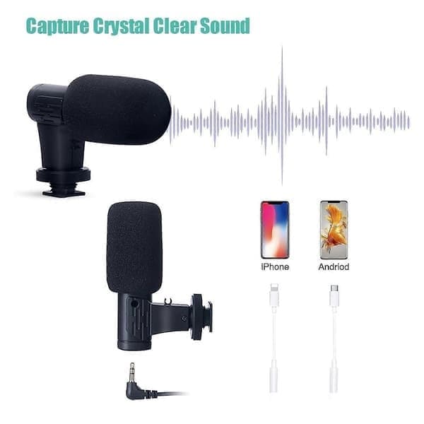 Vlogging-sett for iPhone, Android med stativ, 36 LED-lys, Vlogging-startsett med minimikrofon for direktesending, videosamtaler, vlogging