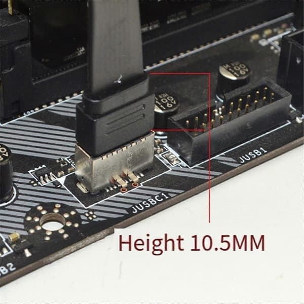USB 3.2 förlängningskabel för frontpanel, GEN2x2 baffelkabel Typ-E till chassi Typ-C front C