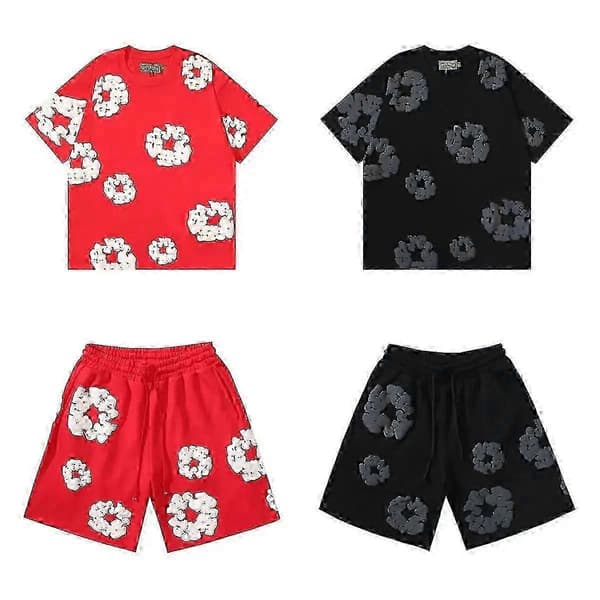 2025 Sommer Shortssett for menn, bomull, uformell trening, reiseklar, 2-delt Grey Set L