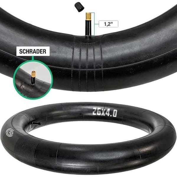 Innerslang, 26x4, Schrader-ventil (rak), kompatibel med fatbikes och mountainbikes
