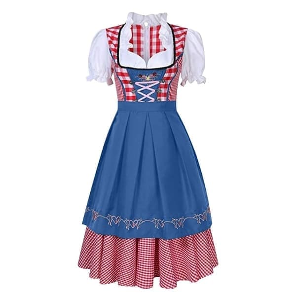 Traditionel bayersk Oktoberfest-kostume, ternet Dirndl-kjole til kvinder, forklædekjole, tysk ølservitrice, stuepige, sort, størrelse M Black M