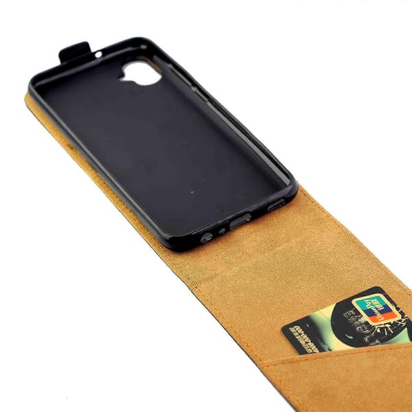 Vertikalt vikbart läderfodral - korthållare, skyddande stativtelefonfodral Black For Samsung Galaxy Xcover 6 Pro
